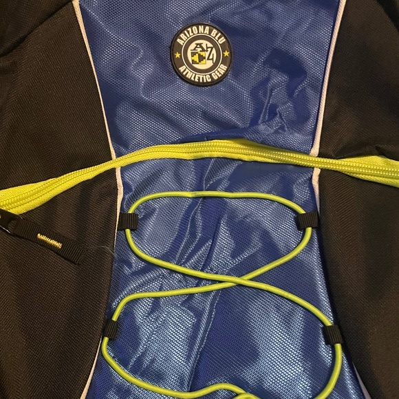 🎒 Arizona Blu Athletic Gear Backpack w/ Bungee Cord (Black, Blue, Neon Yellow) - Picture 3 of 10